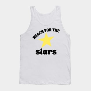 Reach For The Stars. Retro Typography Inspirational Quote. Tank Top